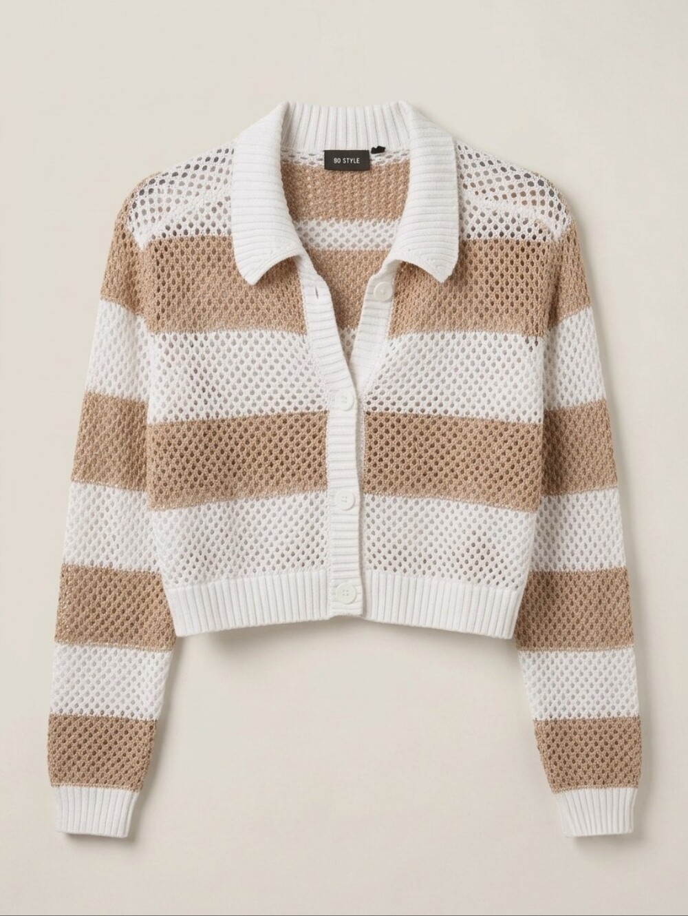 RD Style Open-Knit Striped Cardigan – Women's Medium